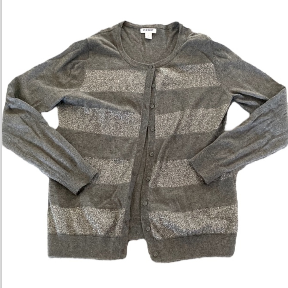 Sparkly Gray Striped Cardigan